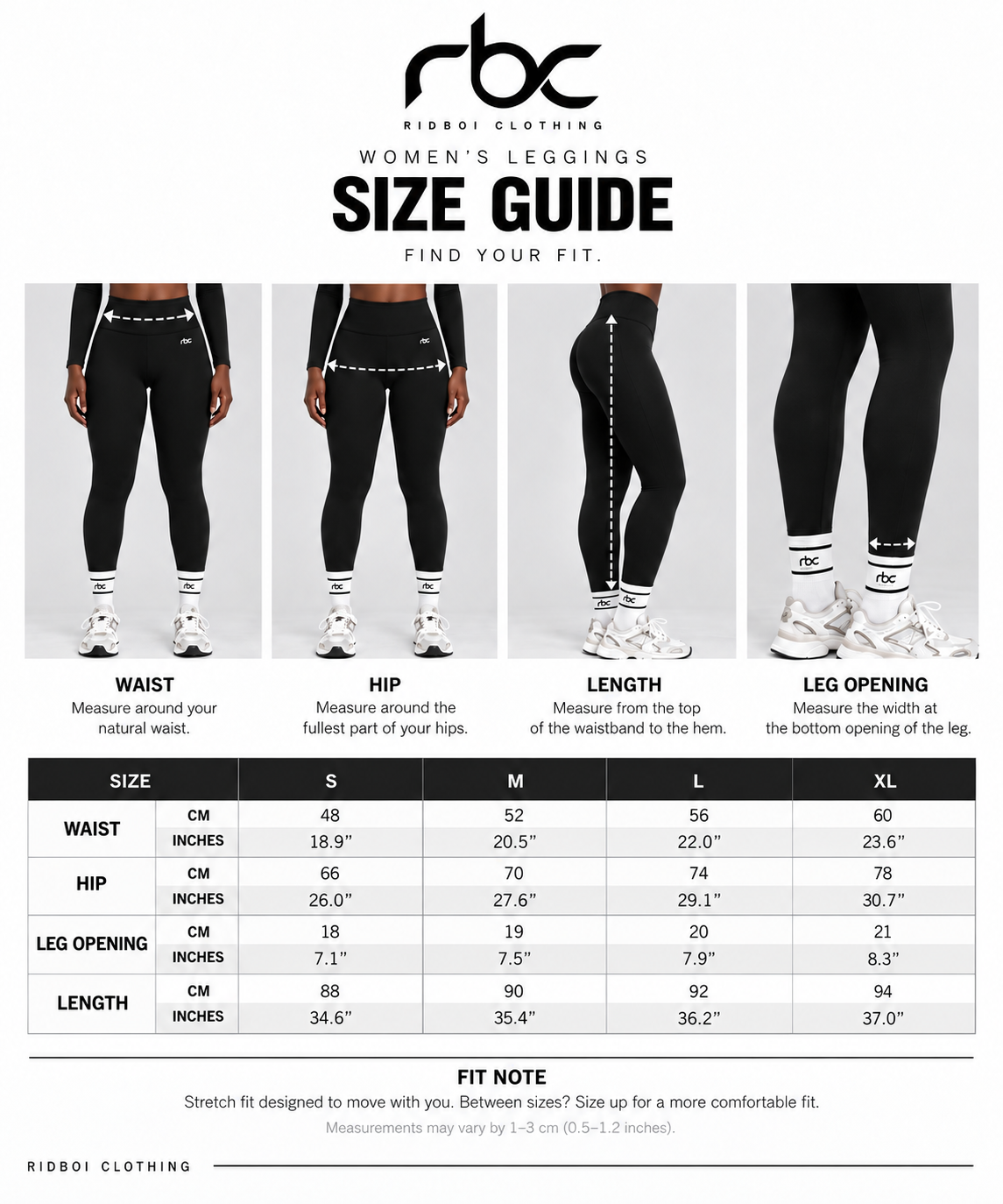 Women’s High-Waisted Sculpt Leggings size guide