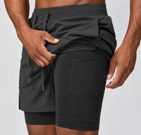 RBC Men's 2-in-1 High-Rise Double Layer Training Shorts