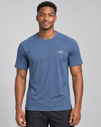 RBC Men's Blank Polyester Muscle Tee - Navy Blue front view