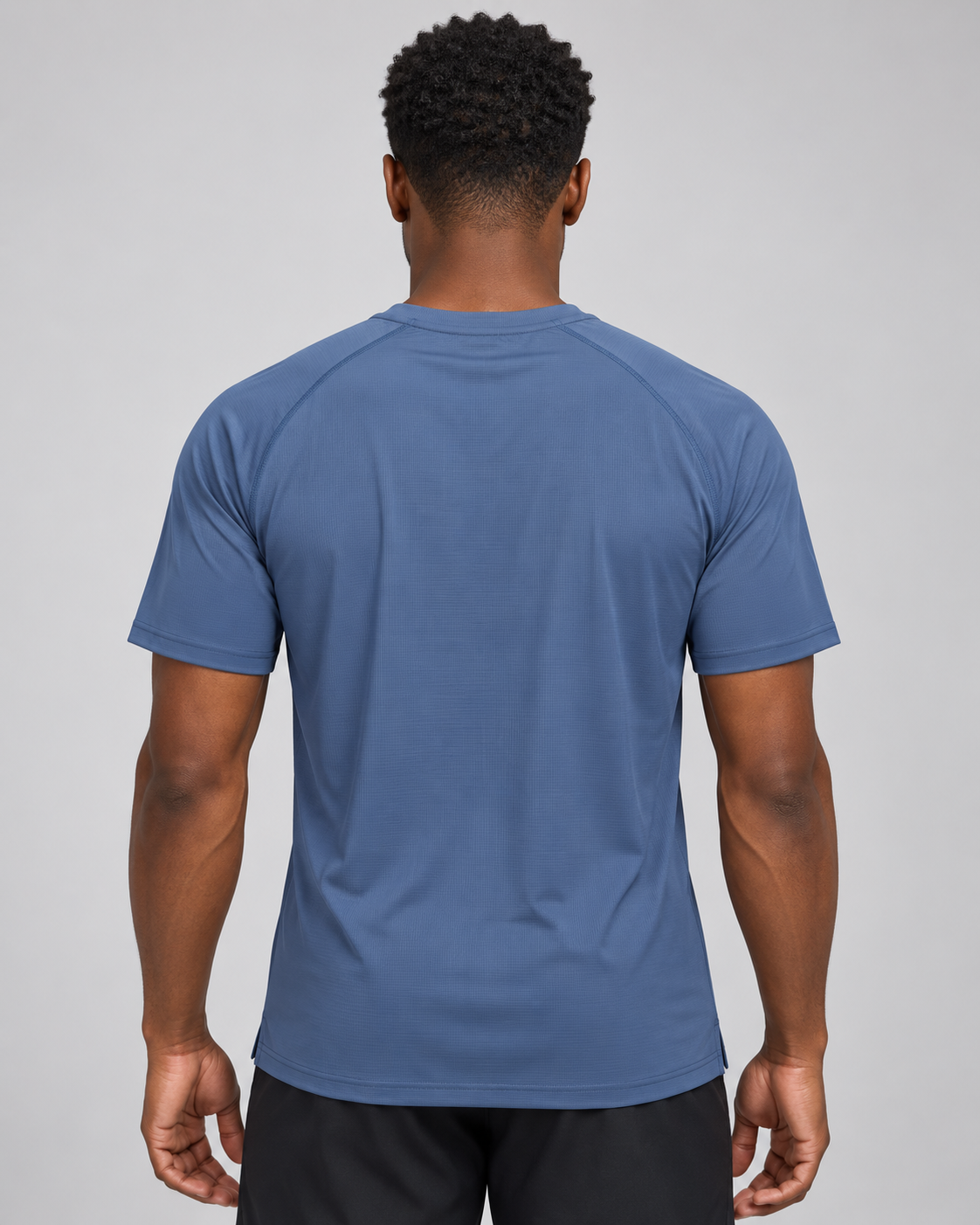 RBC Men's Blank Polyester Muscle Tee - Navy Blue back view