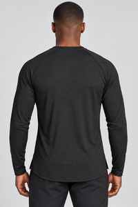 RBC Men's Grid-Texture Raglan Long Sleeve Training Top - Black back view